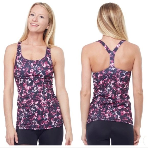 KiraGrace Y-Back Yoga Athletic Workout ‘Winter Floral’ Pattern Small Tank Top - Picture 1 of 15